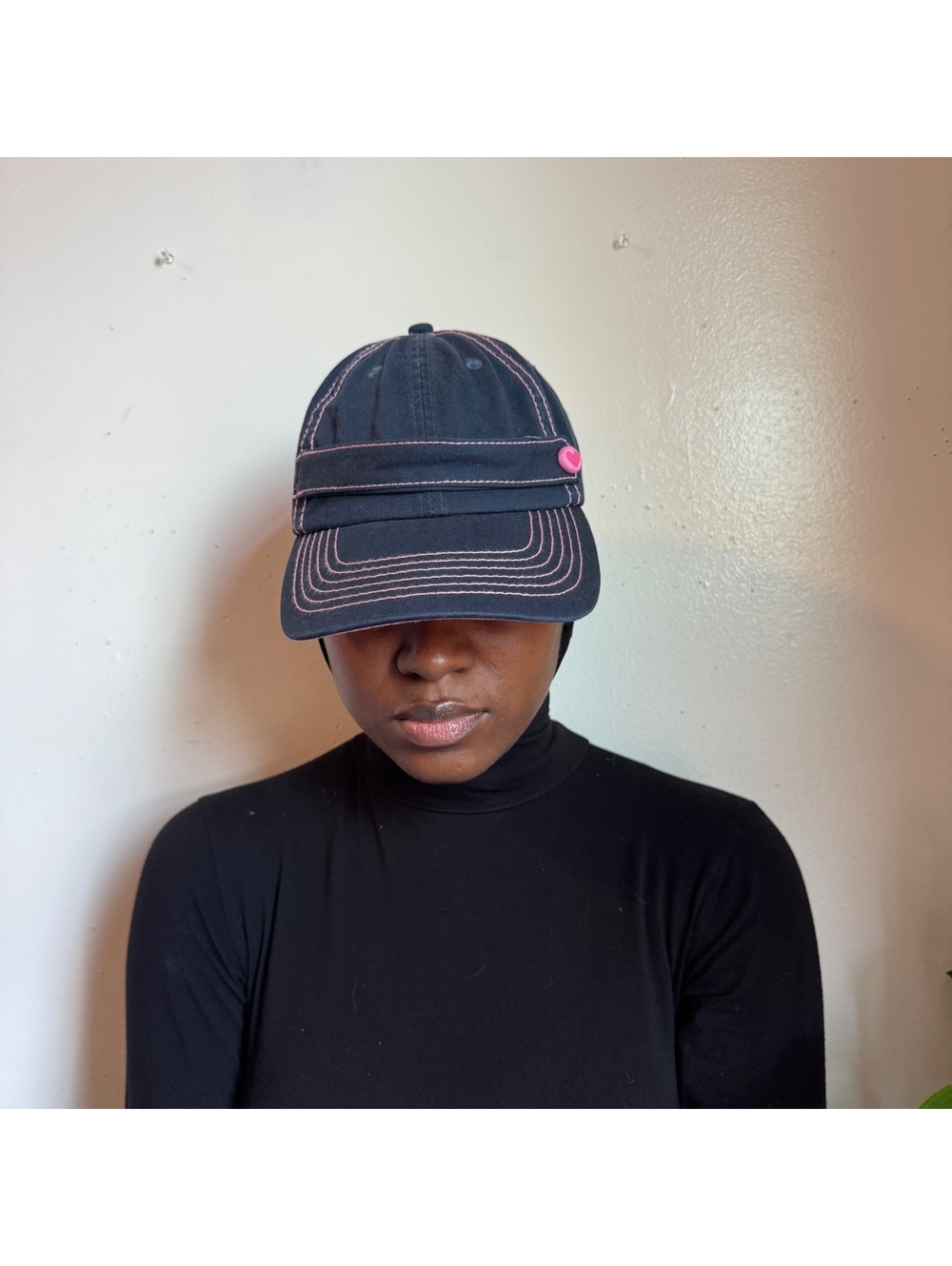 Y2K Subaru faded black Pink Contrast Stitch Cap one size adjustable